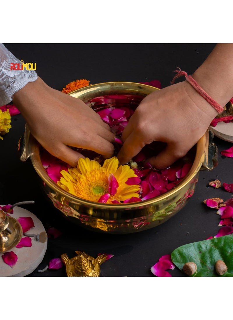 ROLIMOLI Pure Brass Design Urli Decorative Bowl Diameter 8inch Beautiful Handcrafted Bowl for Floating Flowers and Tea Light Candles Home,Office and Table Decor Special for Diwali Gift