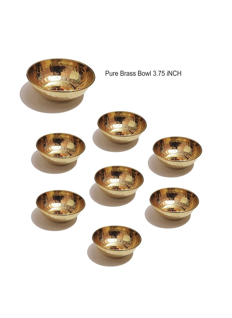 Pure Source India Pure Brass Hammered Bowl ( 3.75 Inch , Golden ) - Set of 8 Pieces