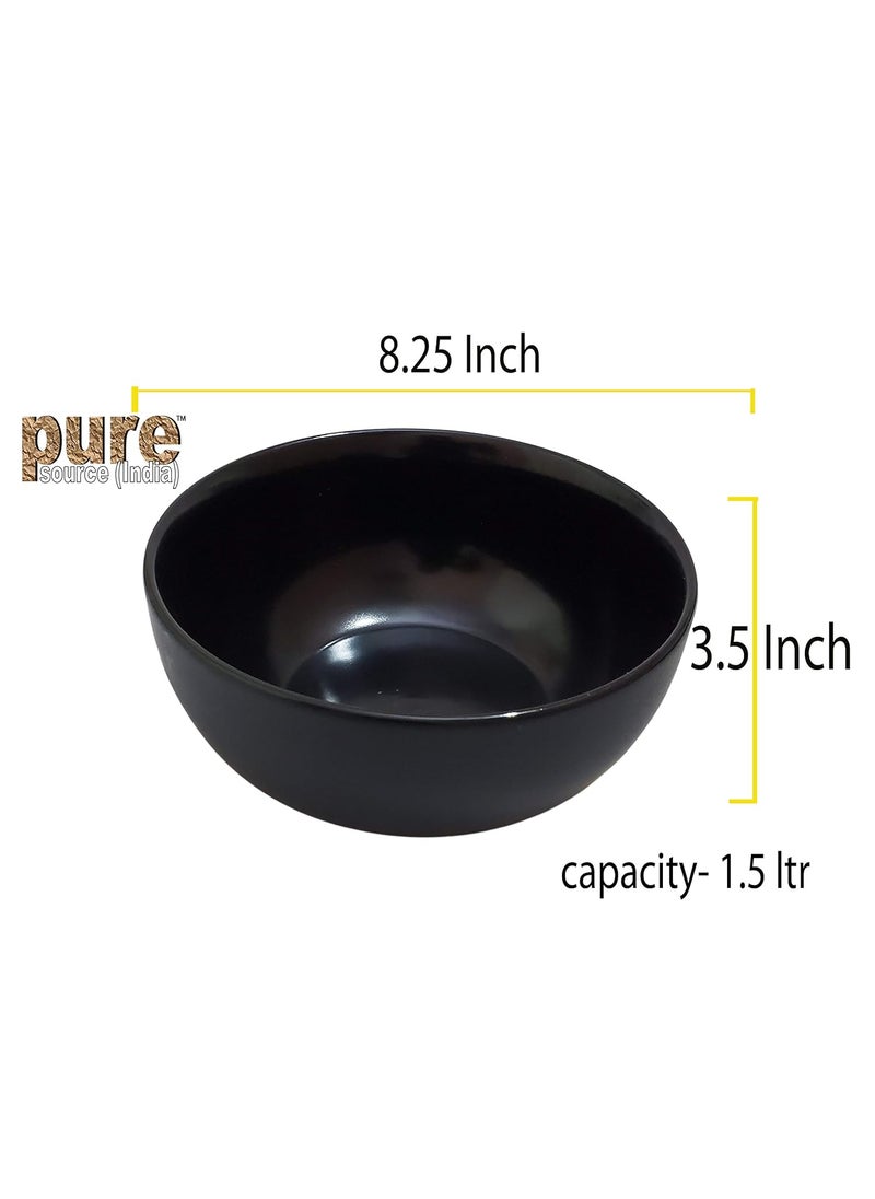Pure Source India Ceramic Contemporary Serving Bowl - 1500ml, 1 Piece, Black Matte