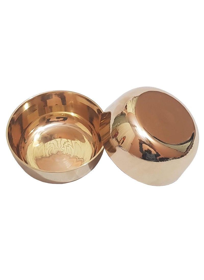 Pure Source (India) Bronze Kansa Solid Bowl - 150ml, 2 Piece, Gold