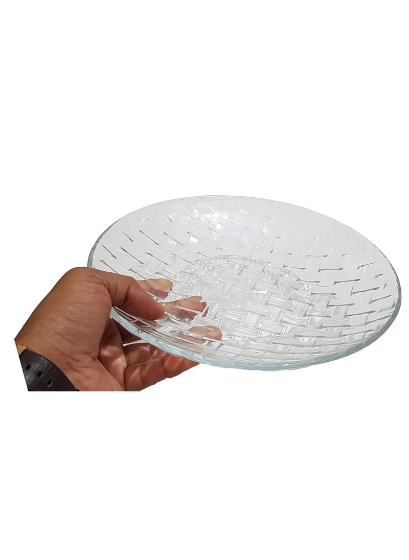 Pure Source India Glass Floral Designer Fruit Bowl, Transparent, 1 Piece