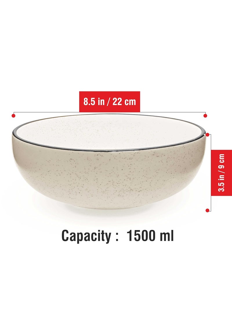 Pure Source India Ceramic Dotted Bowl (White, 1.5L)