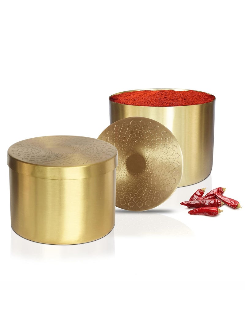 Pure Source India Brass Masala Storage Container for Dry Fruits, Candy, or as a Serving Bowl Decorative, Rustproof & Durable Container (500 ML GOLD)