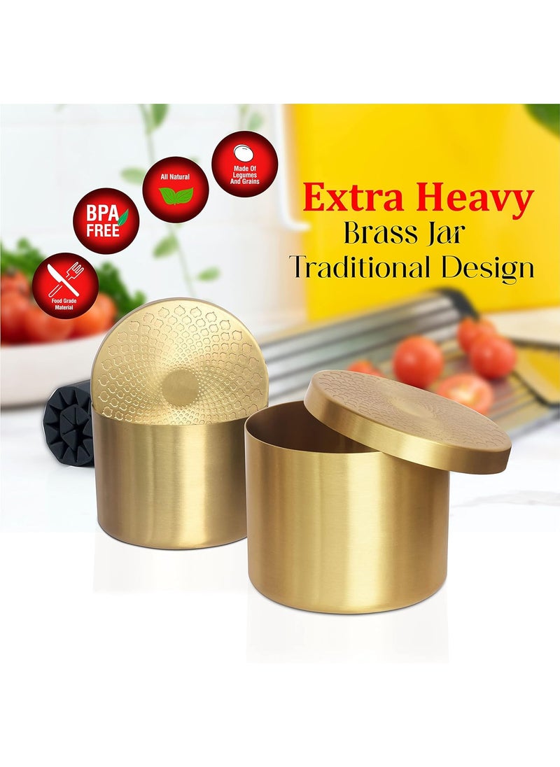 Pure Source India Brass Masala Storage Container for Dry Fruits, Candy, or as a Serving Bowl Decorative, Rustproof & Durable Container (500 ML GOLD)