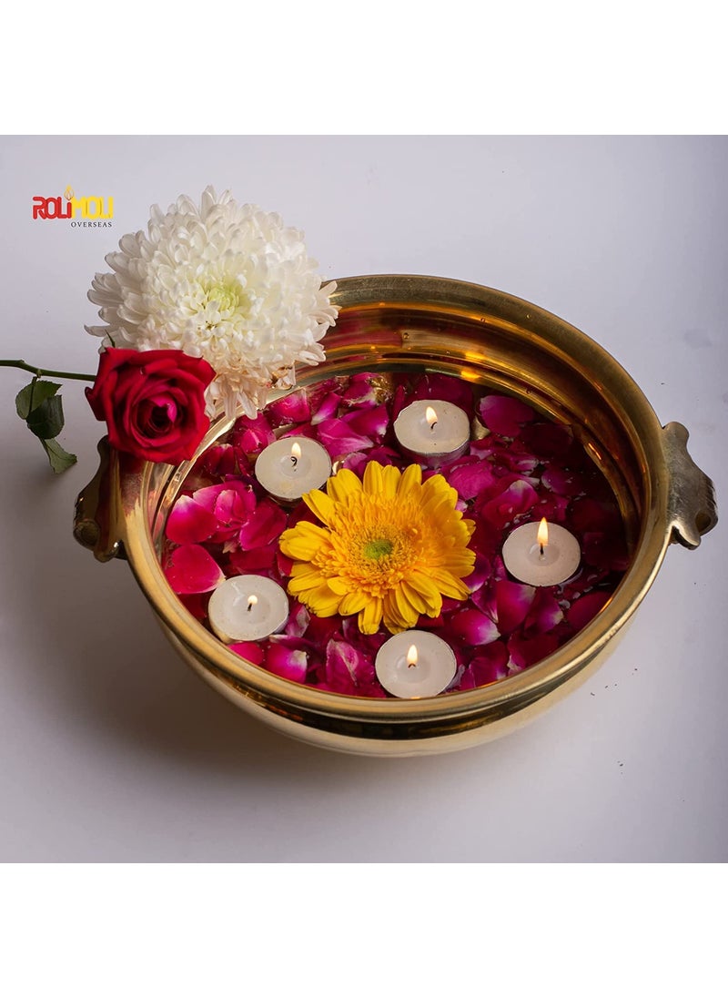 ROLIMOLI Pure Brass Janmashtami Urli for Laddu Gopal Abhishek Handcrafted Bowl for Floating Flowers and Tea Light Candles Home Office and Table Decor Special for Diwali Gift 6 inch