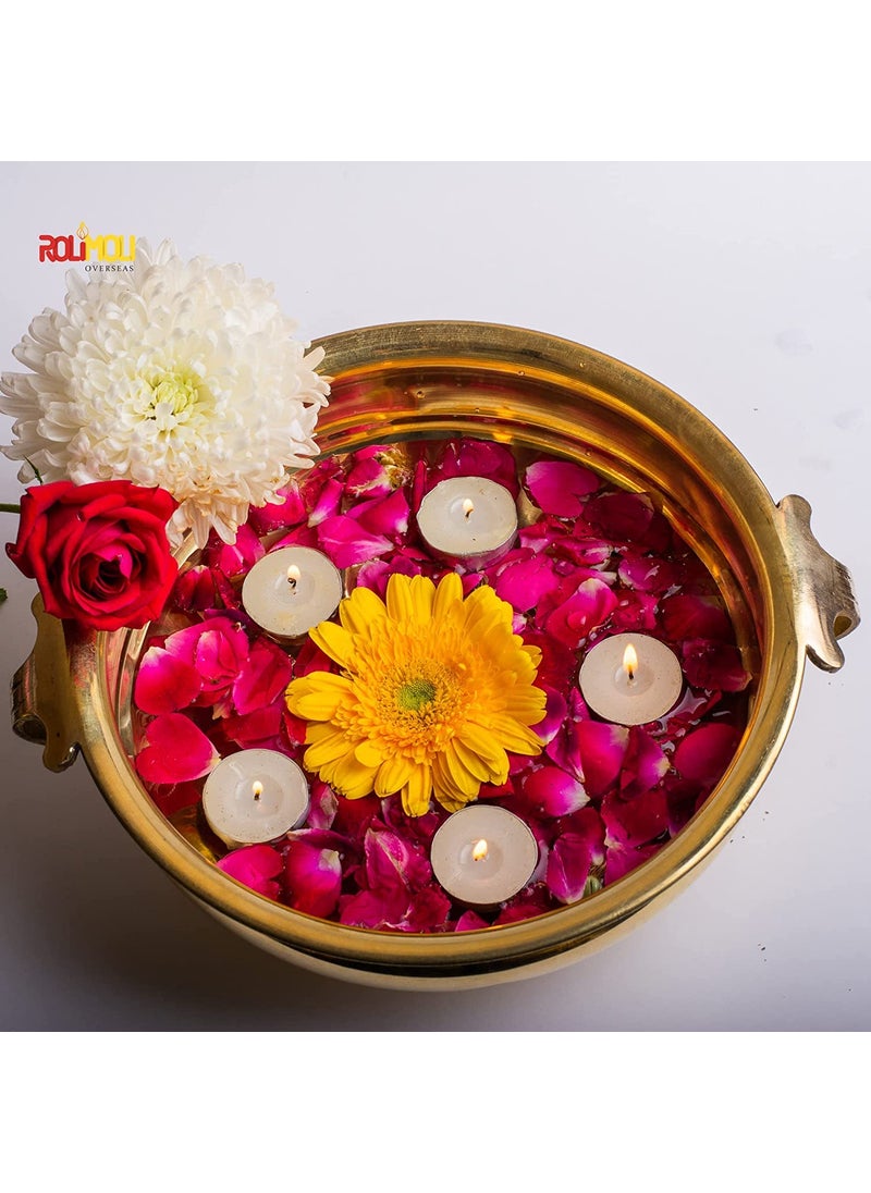 ROLIMOLI Pure Brass Janmashtami Urli for Laddu Gopal Abhishek Handcrafted Bowl for Floating Flowers and Tea Light Candles Home Office and Table Decor Special for Diwali Gift 6 inch