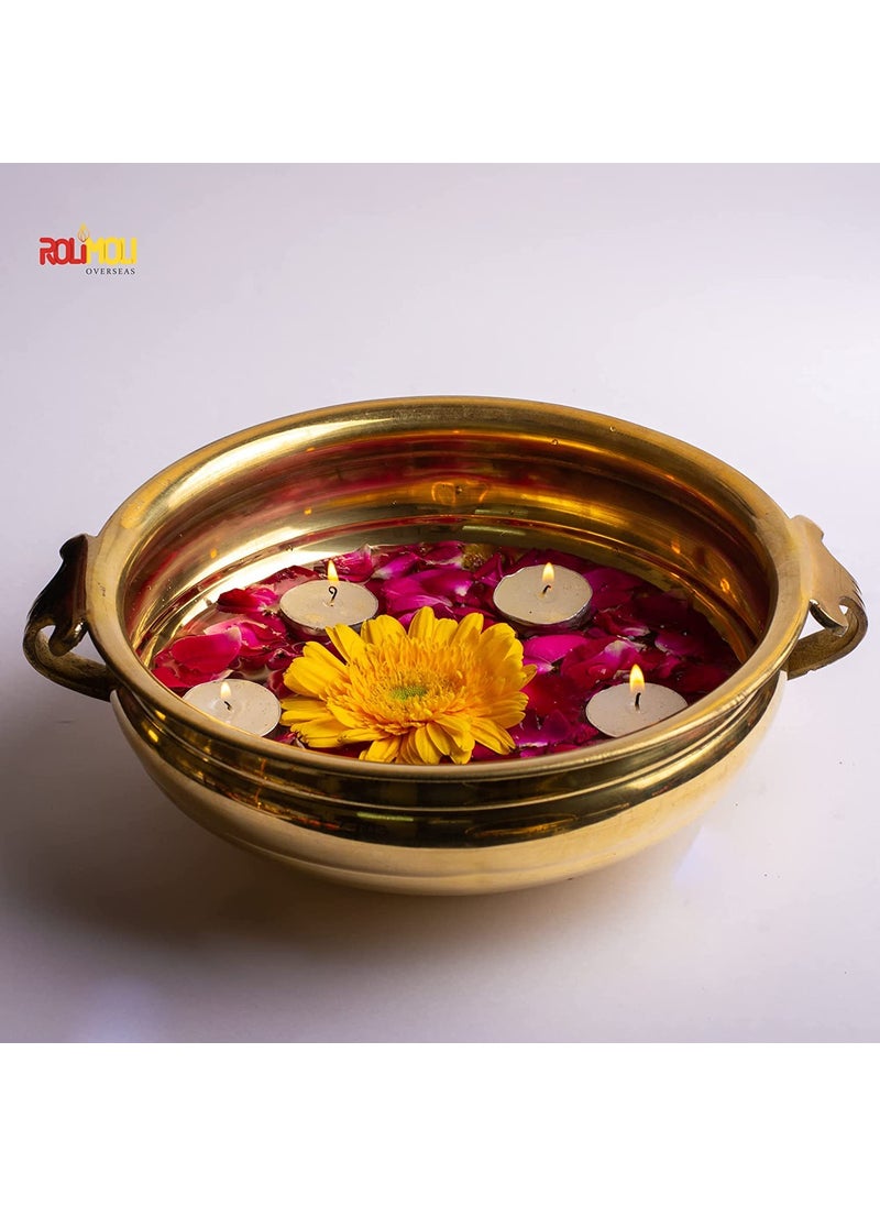 ROLIMOLI Pure Brass Janmashtami Urli for Laddu Gopal Abhishek Handcrafted Bowl for Floating Flowers and Tea Light Candles Home Office and Table Decor Special for Diwali Gift 6 inch