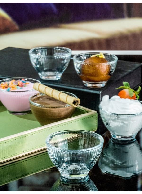 HOMIES Set of 6 Small Glass Bowls for Sauce Chutneys, Stackable for Salad, Curry, Dessert, Serving Glass Bowls 2.8 INCH