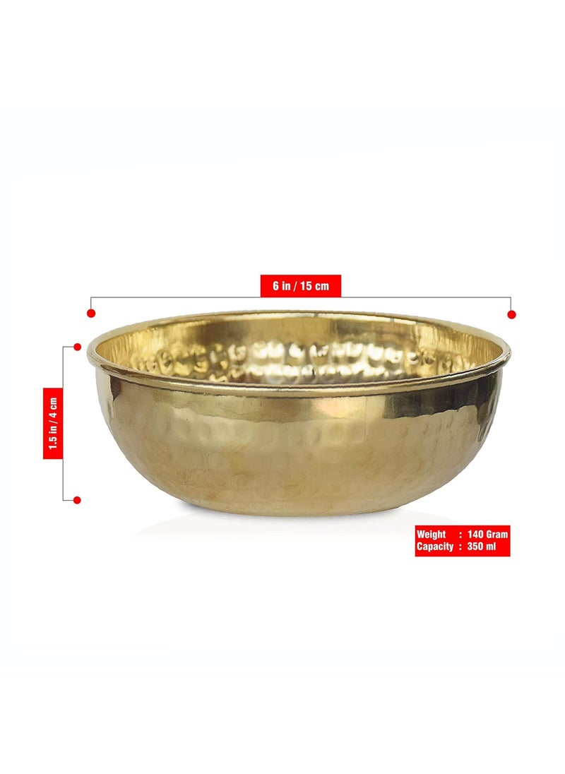 Pure Source India Brass Hammered Serving Bowl – 350 Ml, 1Piece Gold (Led Free and Food Safe