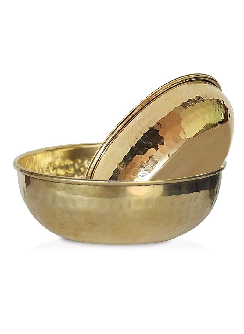 Pure Source India Brass Hammered Serving Bowl – 350 Ml, 1Piece Gold (Led Free and Food Safe