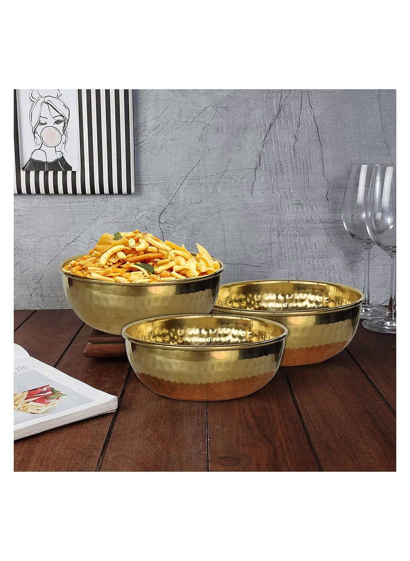 Pure Source India Brass Hammered Serving Bowl – 350 Ml, 1Piece Gold (Led Free and Food Safe