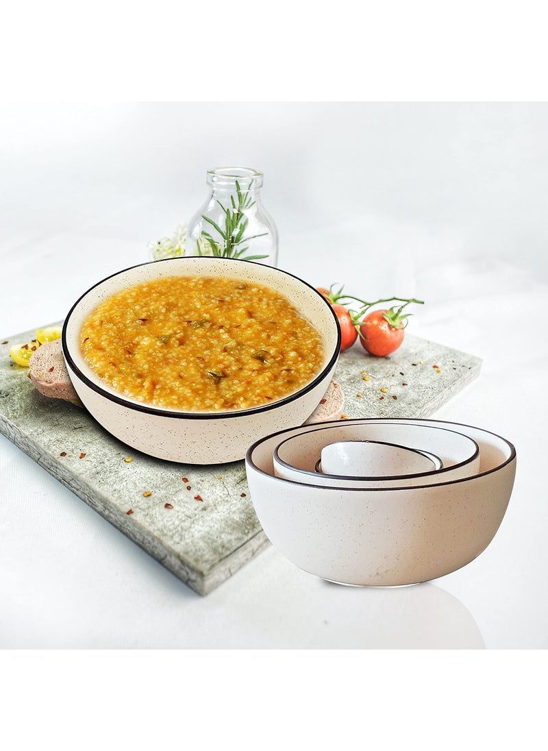 Pure Source India Ceramic Dotted Serving Bowl – 110 ml, 4 Pieces, Off-White