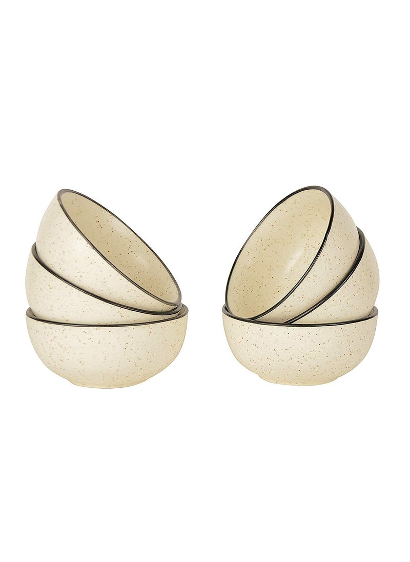 Pure Source India Ceramic Dotted Serving Bowl – 110 ml, 4 Pieces, Off-White