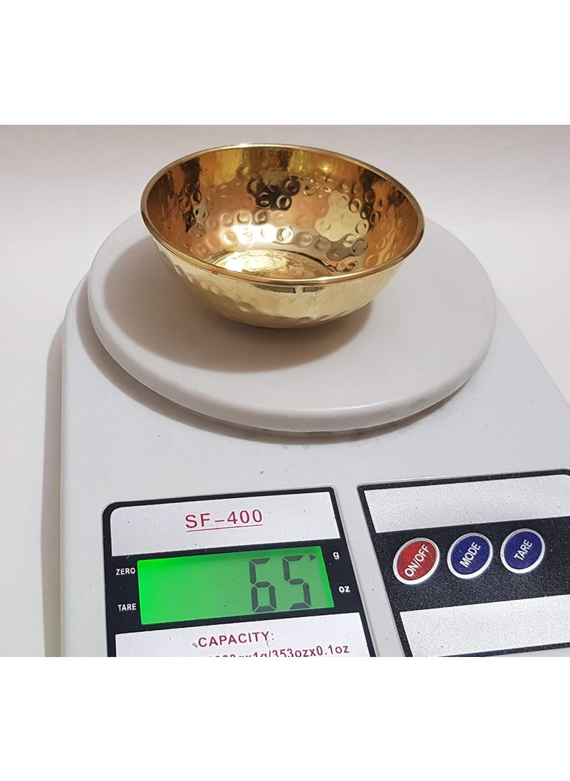 Pure Source India Brass Hammered Hand Made Bowl (3.75 Inch , Golden ) - Set Of 2 Pcs, 0.150 kilogram