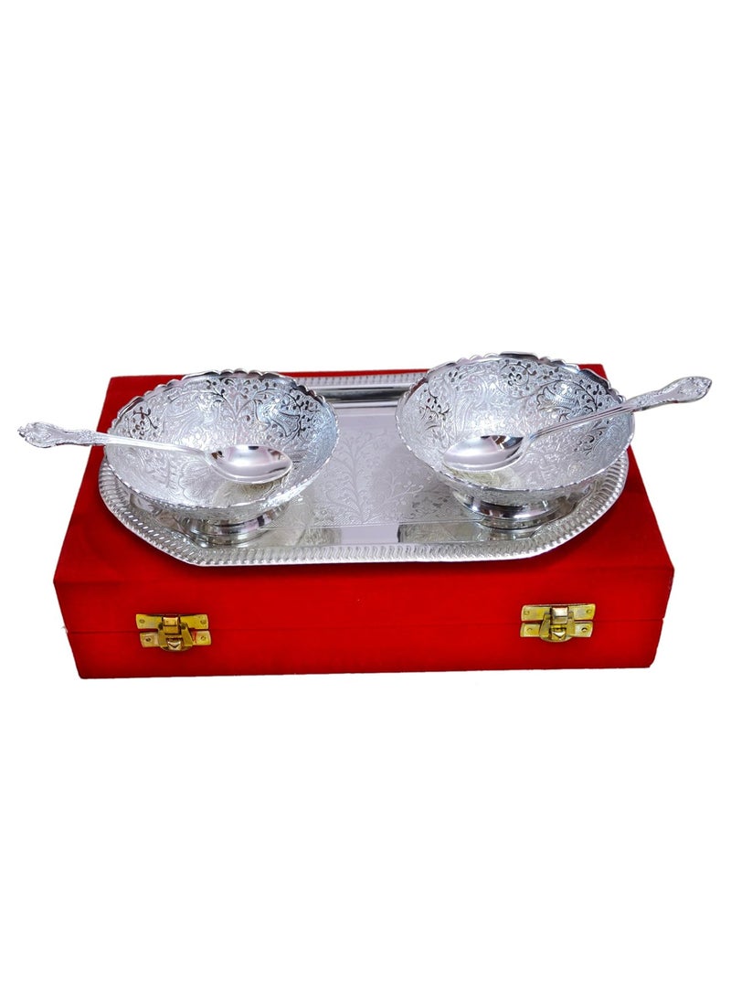 Marusthali Silver Plated Brass Bowl Set of 5 Pcs with Box Packing