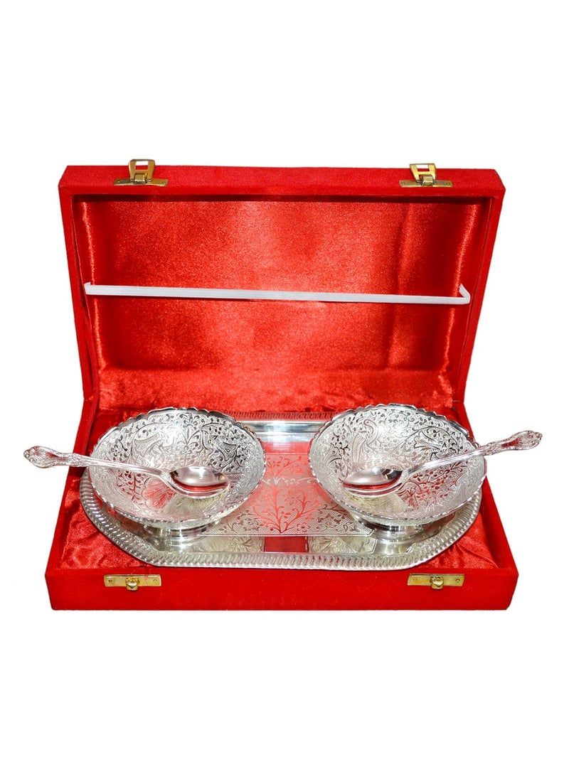 Marusthali Silver Plated Brass Bowl Set of 5 Pcs with Box Packing