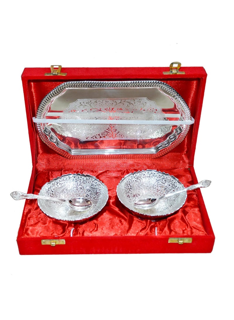 Marusthali Silver Plated Brass Bowl Set of 5 Pcs with Box Packing