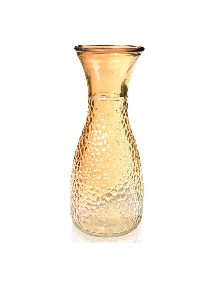 Pure Source India Glass Flower Vase for Home Decor/Gifitng Item/Decoration Purpose/Living Room Decor (10 inch) (Golden)