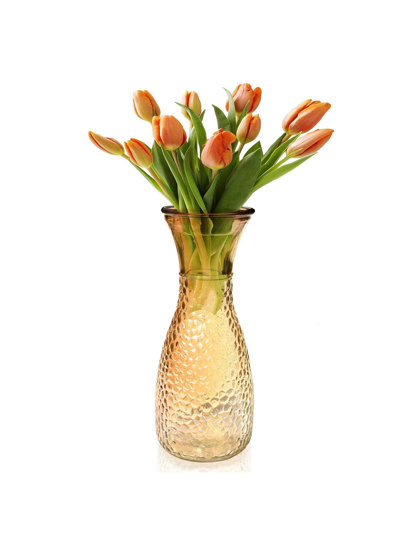Pure Source India Glass Flower Vase for Home Decor/Gifitng Item/Decoration Purpose/Living Room Decor (10 inch) (Golden)