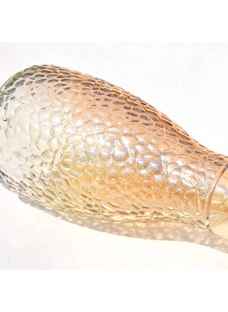 Pure Source India Glass Flower Vase for Home Decor/Gifitng Item/Decoration Purpose/Living Room Decor (10 inch) (Golden)