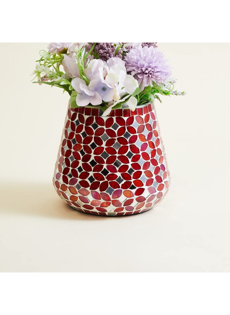 Home Centre Corsica Mosaic Red Textured Abstract Vase