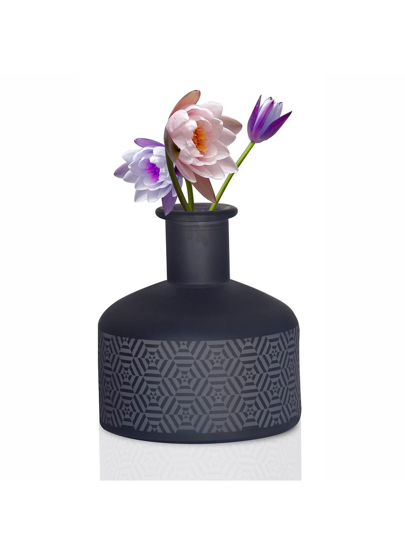 Pure Source India Glass Vase for Home Decor Center Table Bedroom Living Room and Office Decoration (Black)