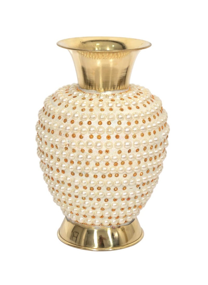 Skywalk Hand Crafted Metal Flower Vase for Home Decoration (Golden, 10 Inch)