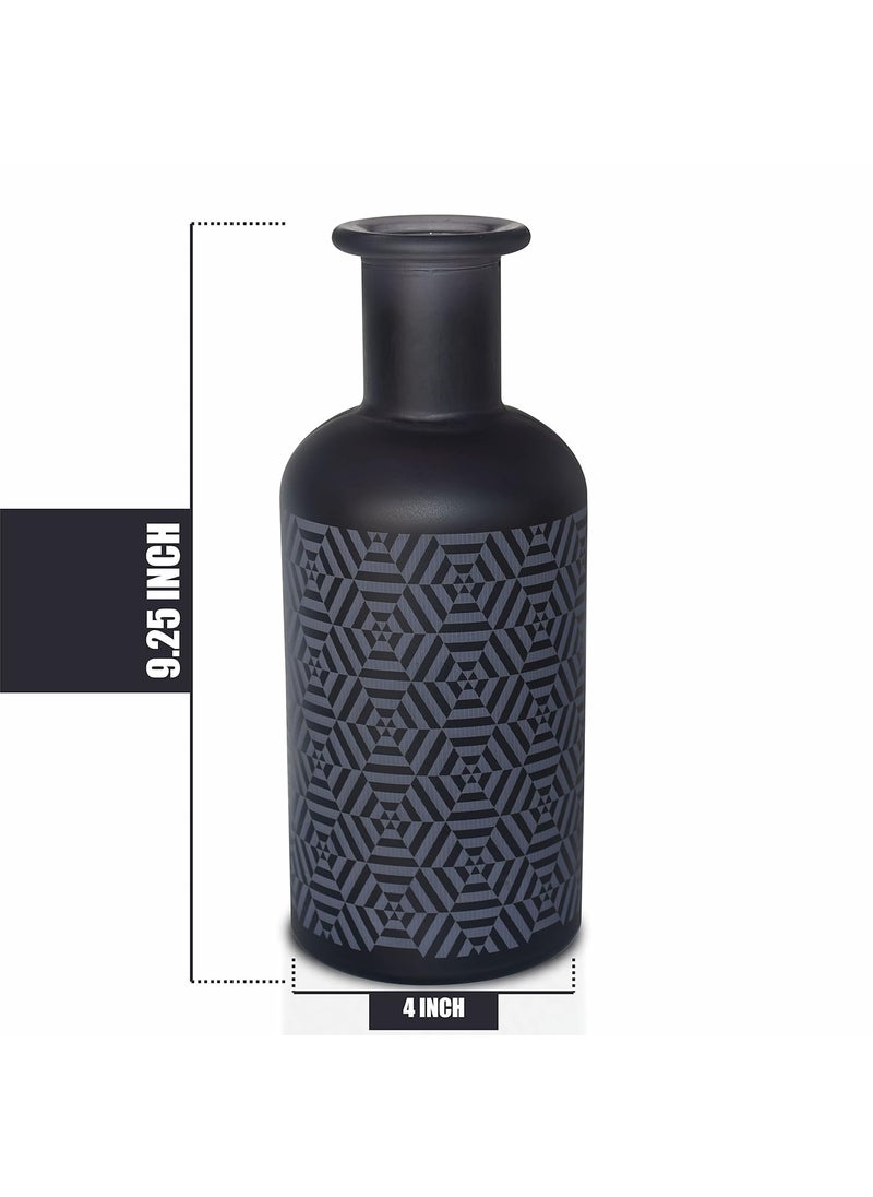 Pure Source India Glass Vase for Home Decoration, 1 Piece (Black)