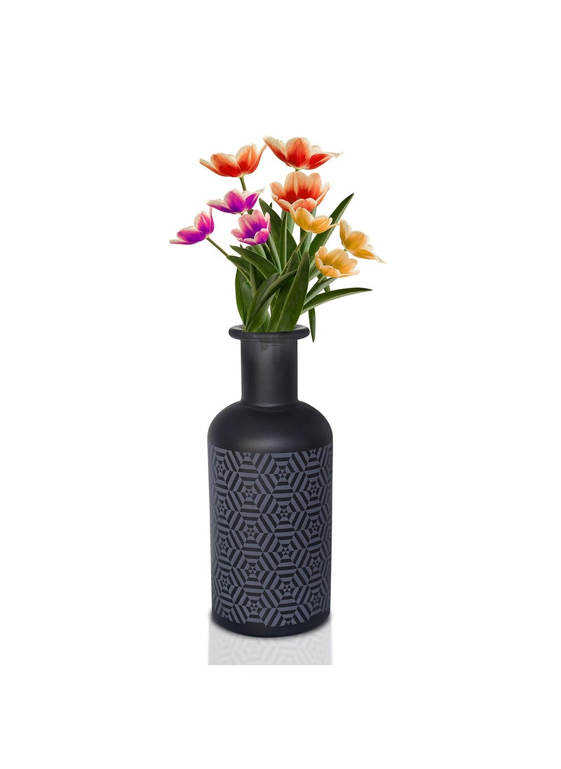 Pure Source India Glass Vase for Home Decoration, 1 Piece (Black)