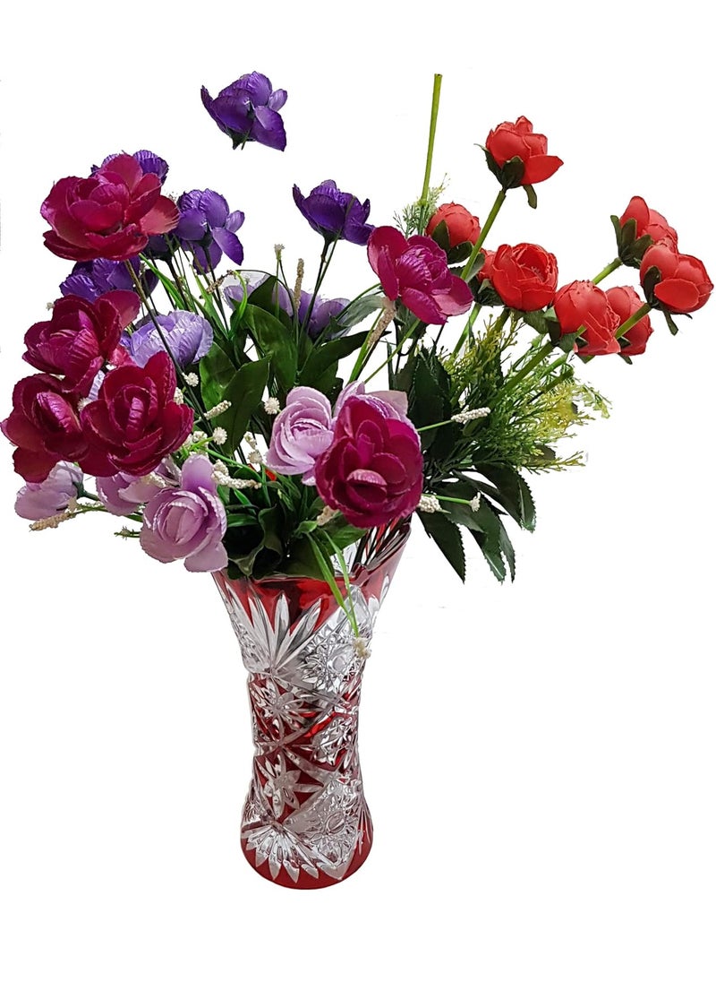 Pure Source India Premium Glass Flower Vase Pot for Living Room Home Décor and Gifts, Size - 6 x 12 Inch, Very Much Heavy