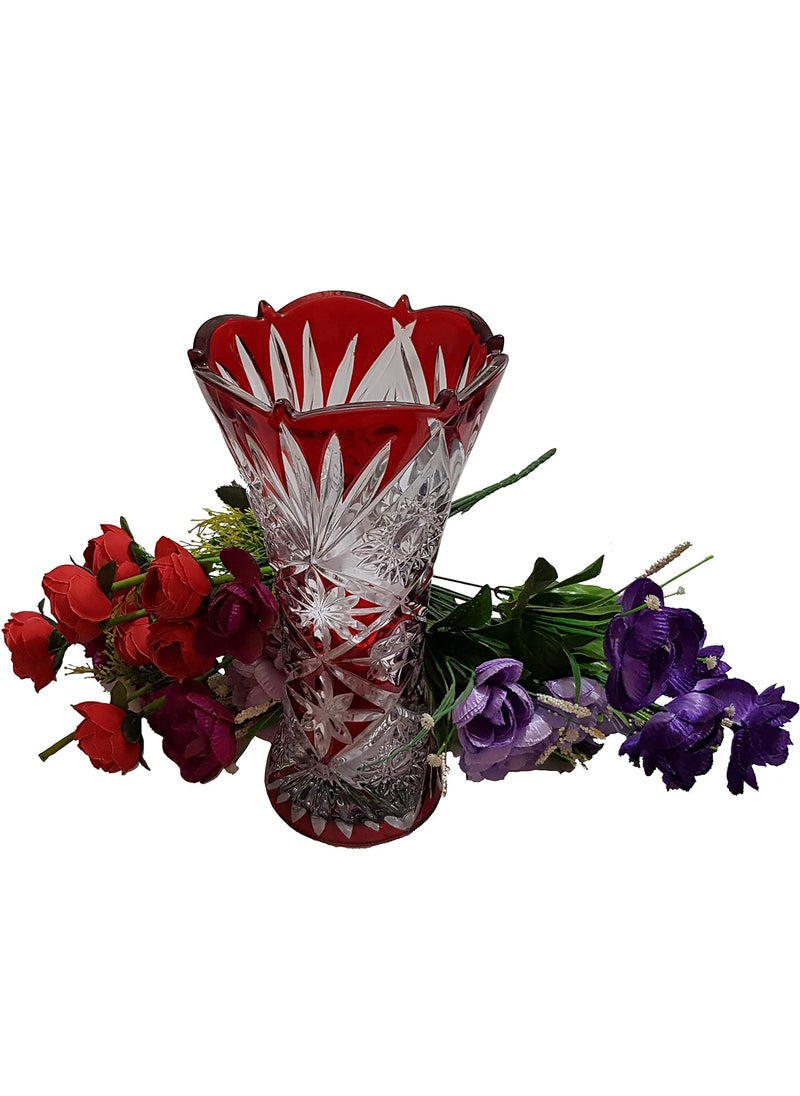 Pure Source India Premium Glass Flower Vase Pot for Living Room Home Décor and Gifts, Size - 6 x 12 Inch, Very Much Heavy