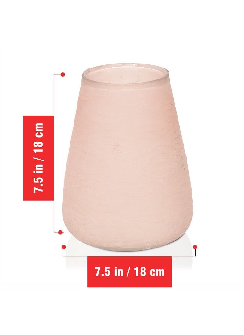 Pure Source India Glass Vase for Home Decor || Indoor Plants || Decoration || Money Plant (7.5 X 5 INCH - Light Pink)