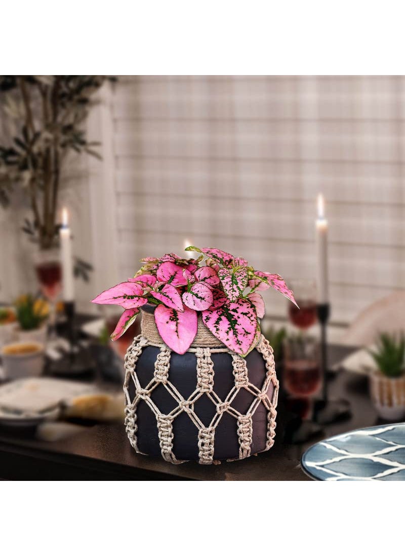 Pure Source India Clay Flower Vase with Jute Rope for Home Decor, Showpieces & Figurines 6.5 Inch (Black) (Without Flower)