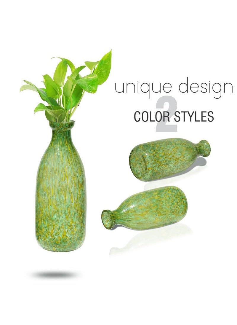 Pure Source India Glass Flower Vase/Flower Pot, Money Plant Vase for Home and Party Decoration (3.25 X 9.5 INCH) (Green)