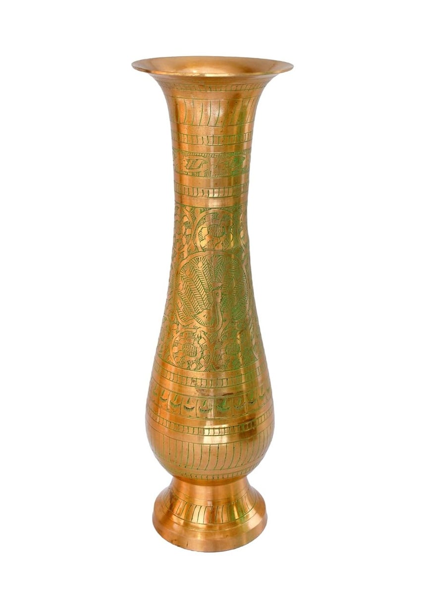 Hand Crafted Metal Brass Flower VASE with BIDRI NAKKASHI Work, Collectible Art,Perfect for Home Decoration and Gifting (9Inch) PBS-FV-137