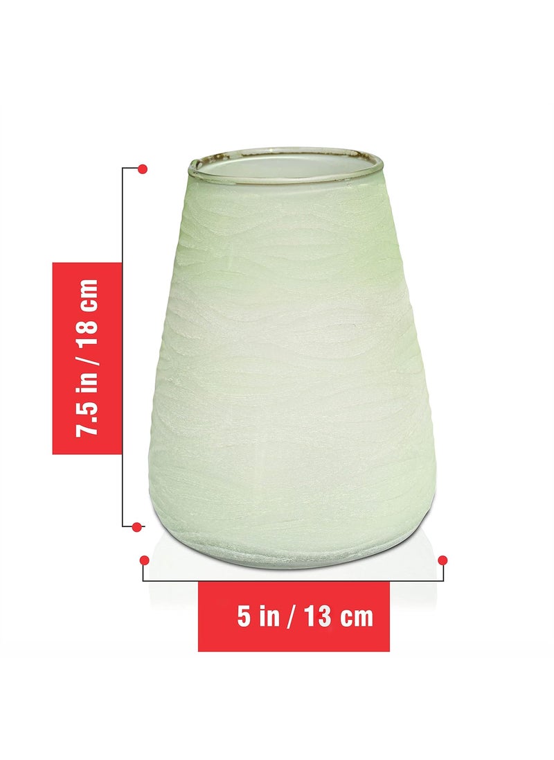 Pure Source India Glass Vase for Home Decor || Indoor Plants || Decoration || Money Plant (7.5 X 5 INCH - Light Green)