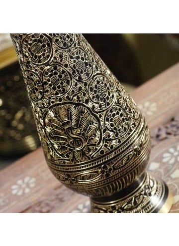 SkyWalker Metal Flower Vase (10 inch, Black & Gold)