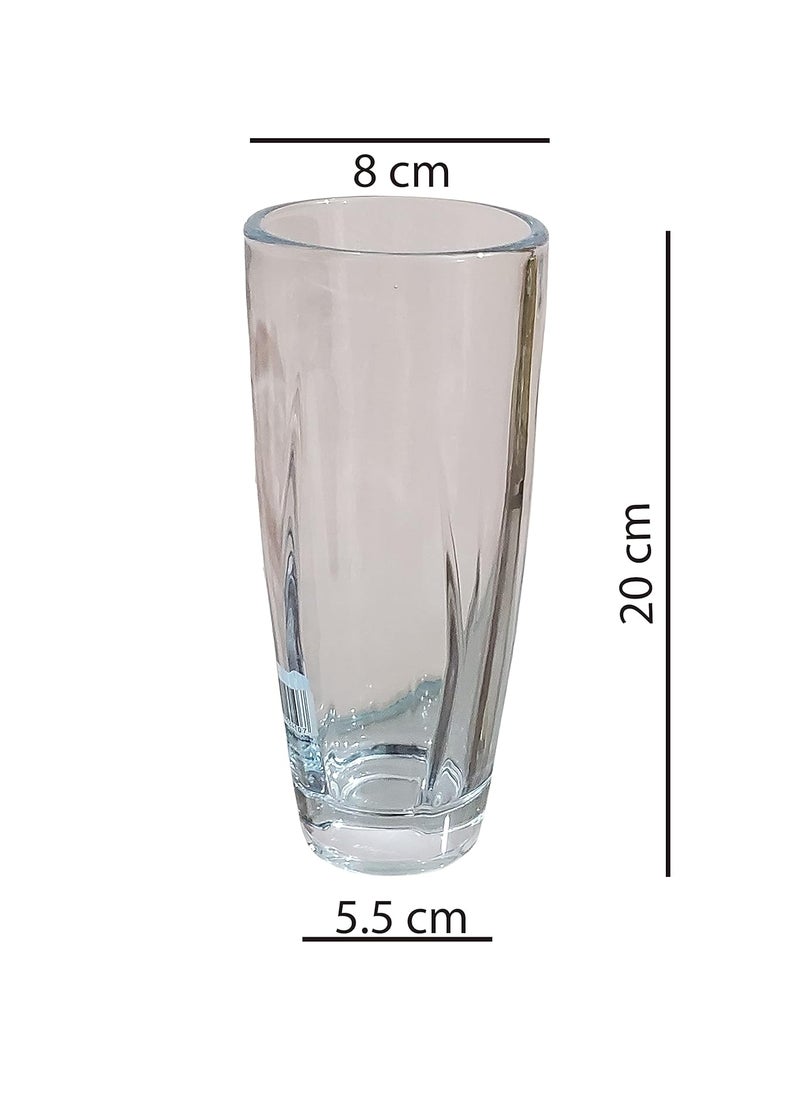 Pure Source India Glass Flower Vase Without Flowers, 8 Inch, 2 Pieces, Transparrent