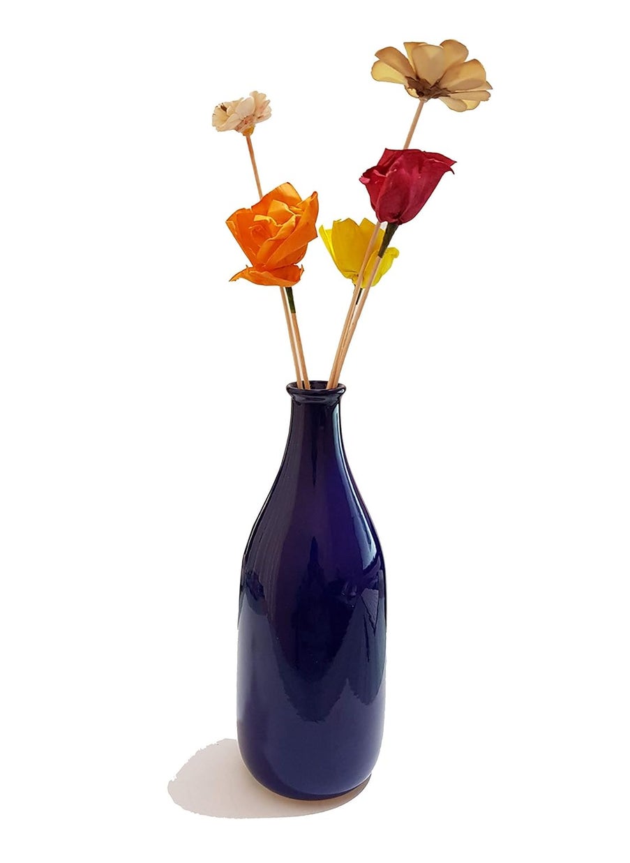 Pure Source India - Ceramic Flower Vase (3.75 X 10.5 Inch, Blue)