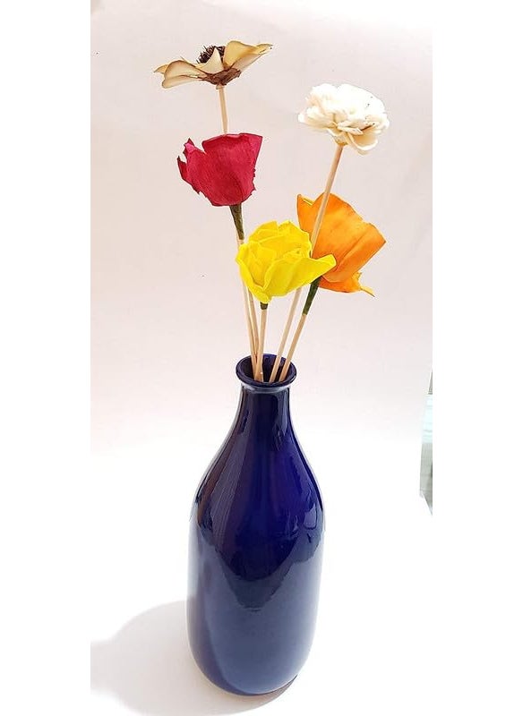 Pure Source India - Ceramic Flower Vase (3.75 X 10.5 Inch, Blue)