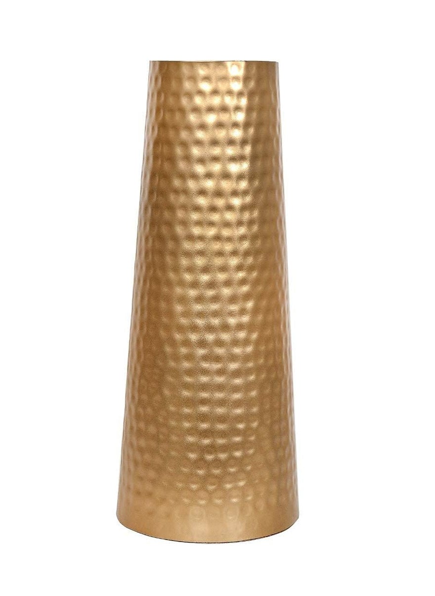 Hand Crafted Metal Flower Vase for Home Decoration (Brown Gold 12 Inch)