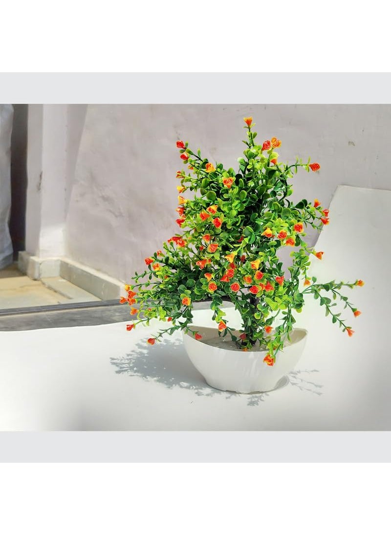 Pure Source India Boat Shape Leaf Design Artifical Plant Vase for Home & Office Decor (6X12INCH)
