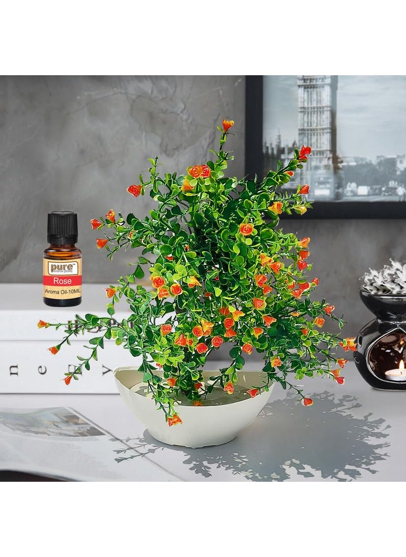 Pure Source India Boat Shape Leaf Design Artifical Plant Vase for Home & Office Decor (6X12INCH)