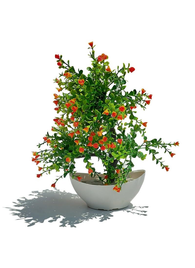 Pure Source India Boat Shape Leaf Design Artifical Plant Vase for Home & Office Decor (6X12INCH)