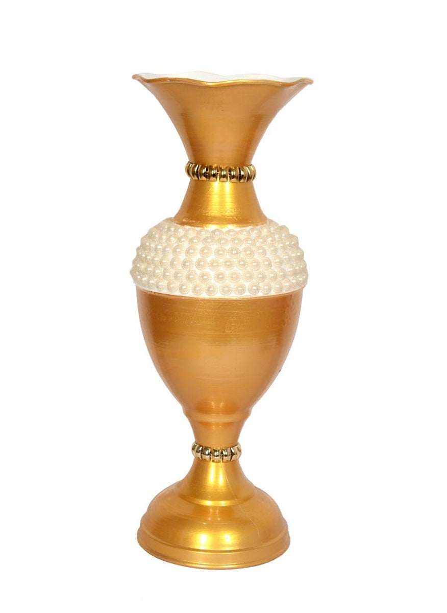 Skywalk Hand Crafted Metal Flower Vase with Pearl for Home Decoration (16 Inch)