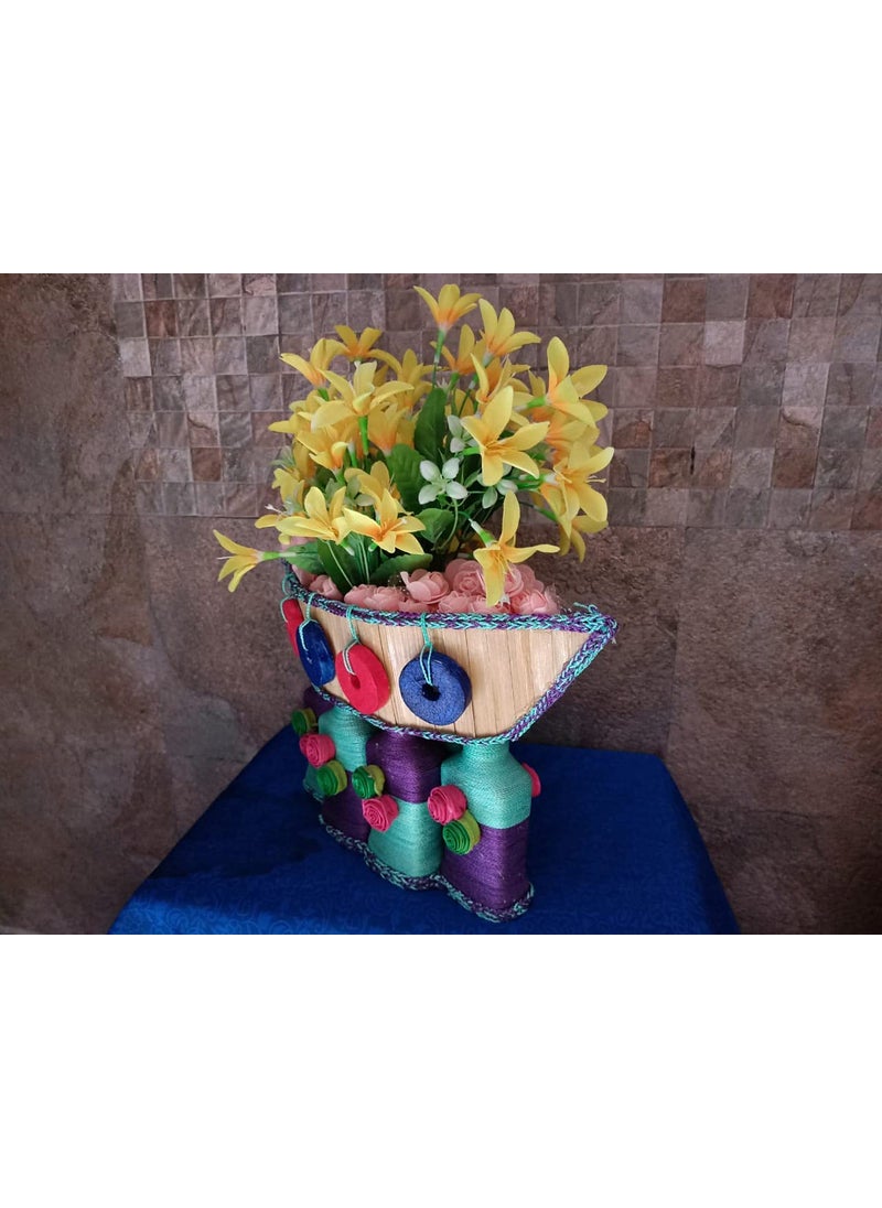 Bamboo Boat Vase Handicraft for Home Decor | Flower Bottle Vase
