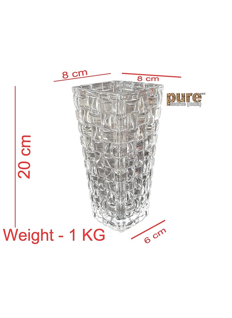 Pure Source India Glass Dimond Cut Flower Vase (Crystal Clear 8 Inch)