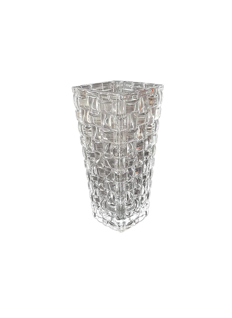 Pure Source India Glass Dimond Cut Flower Vase (Crystal Clear 8 Inch)