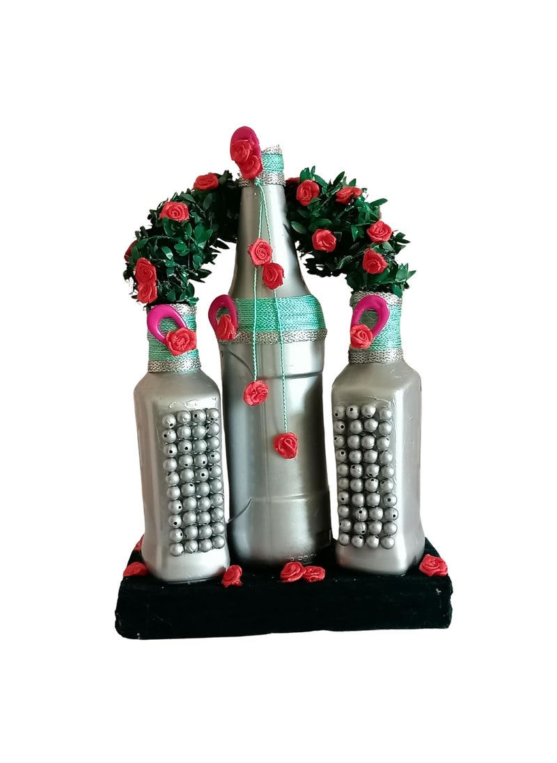 Christmas Glass/Bottle Table Top/Center Piece Handcrafted Flower Vase