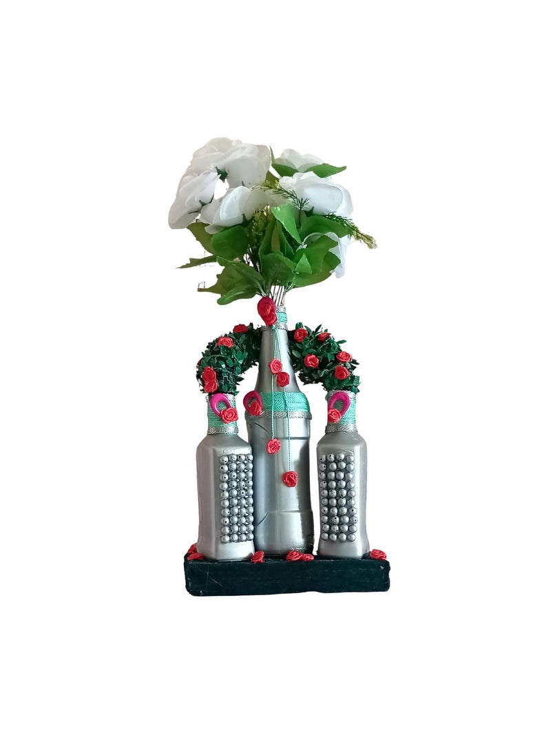 Christmas Glass/Bottle Table Top/Center Piece Handcrafted Flower Vase